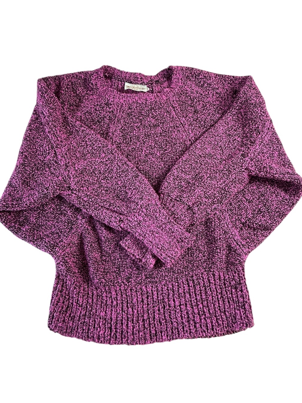 Vintage 80s 90s Beldoch Popper Magenta - Purple Popcorn Batwing Pullover Sweater